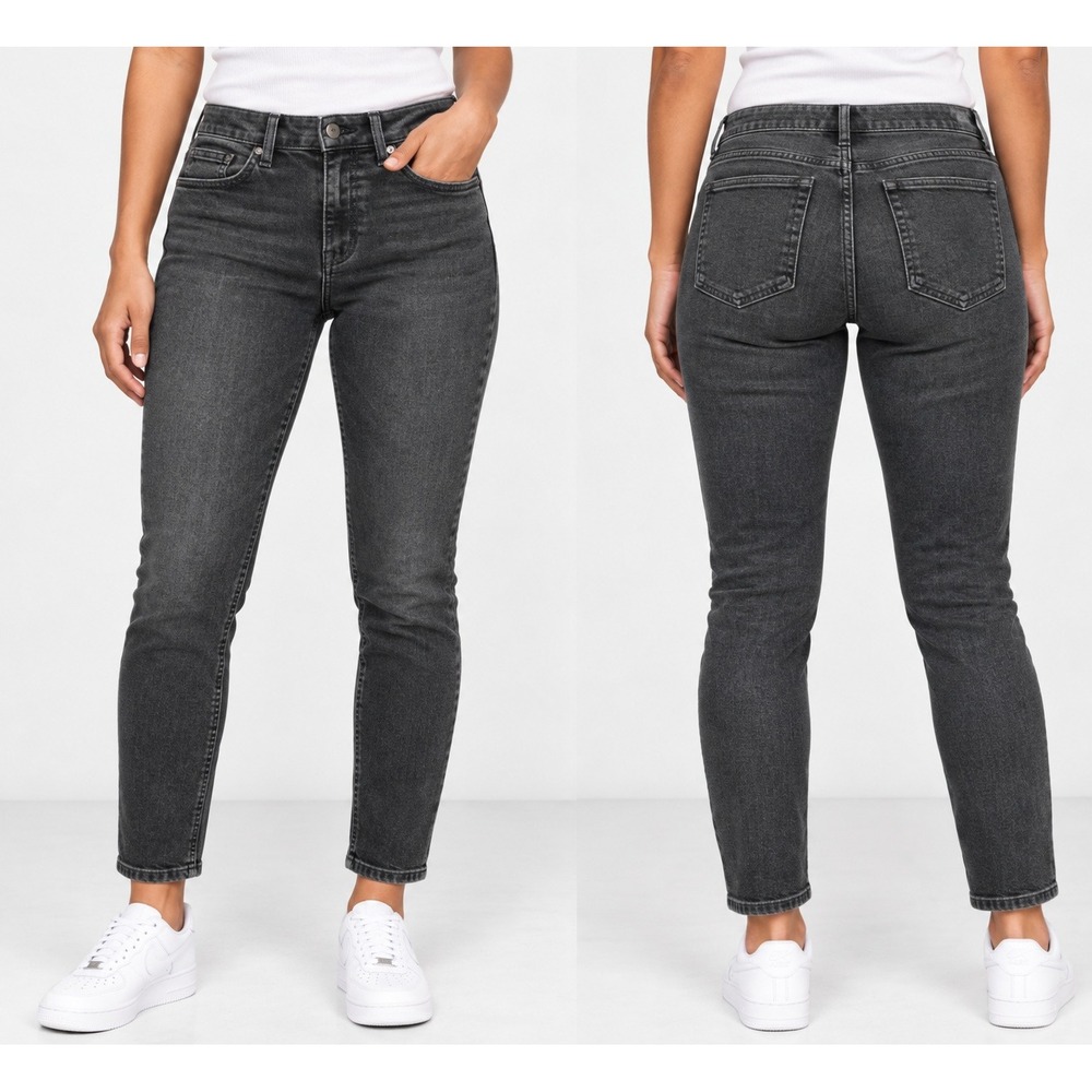 Everlane Skinny Jeans Women 26x26 Gray Washed Black Stretch Denim Mid Rise